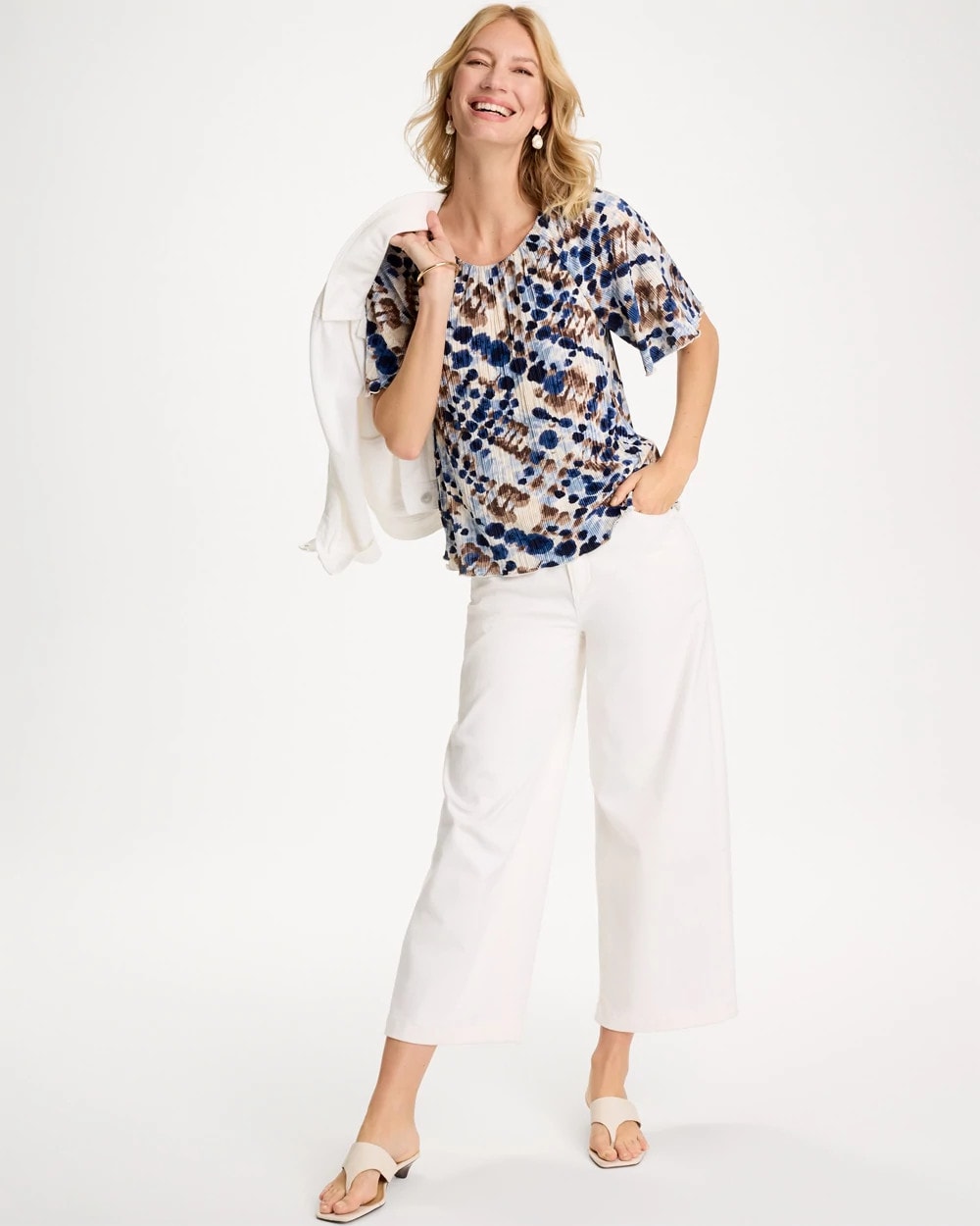 Chico's Printed Bodre Tee