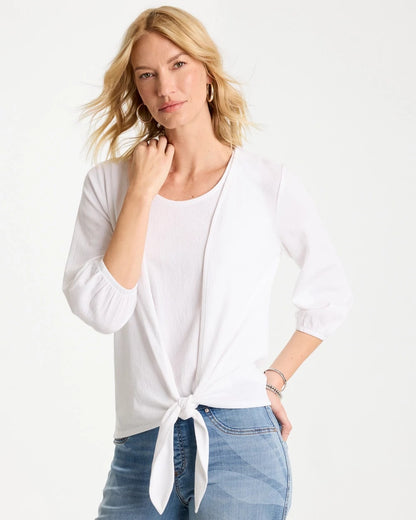 Chico's Knit Gauze Tie-Front Cardigan