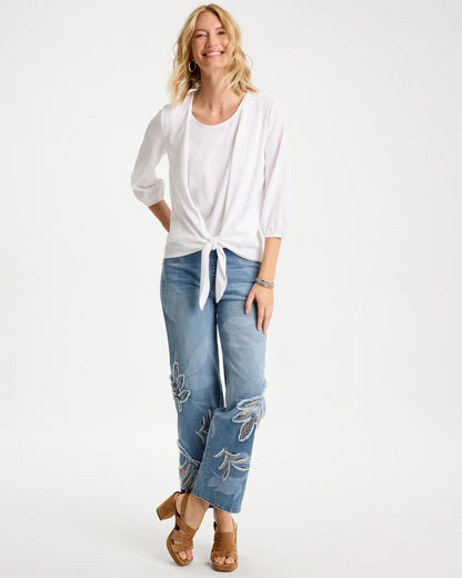 Chico's Knit Gauze Tie-Front Cardigan