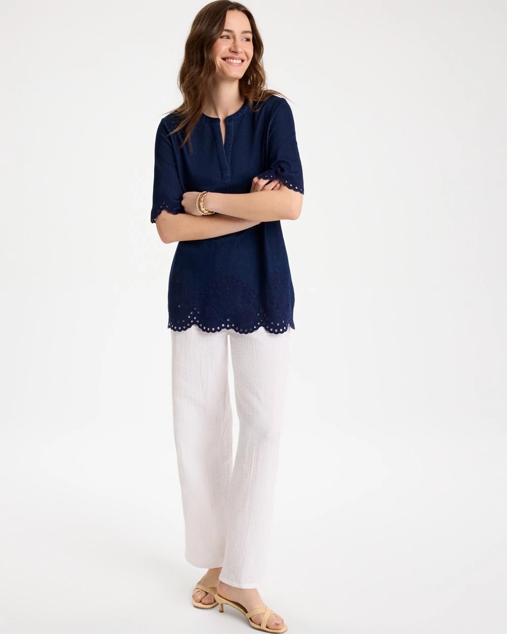 Chico's Embroidered Cotton-Blend Tunic