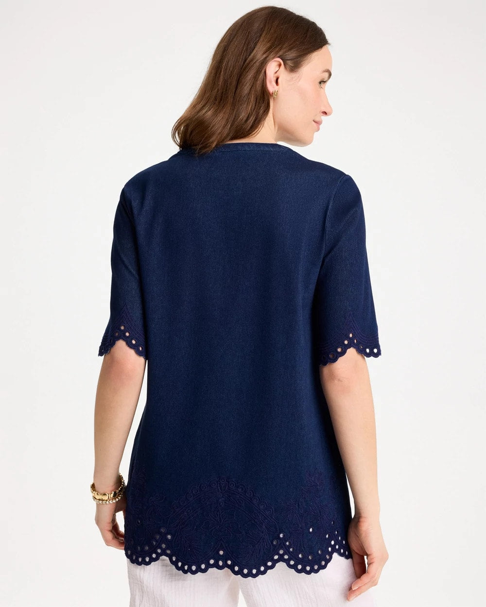Chico's Embroidered Cotton-Blend Tunic