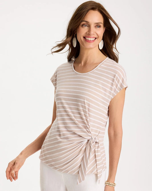 Chico's Striped Tie-Front Tee