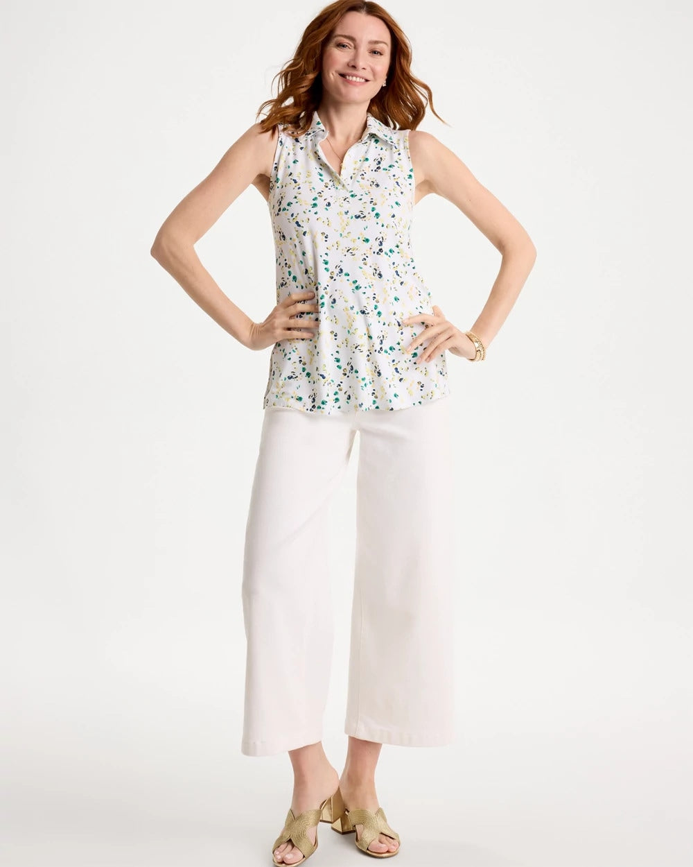 Chico's Printed Collared Tunic Tank