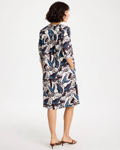 Chico's Poplin Cotton Popover Printed Dress