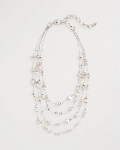 Chico's Silvertone Nugget Illusion Necklace