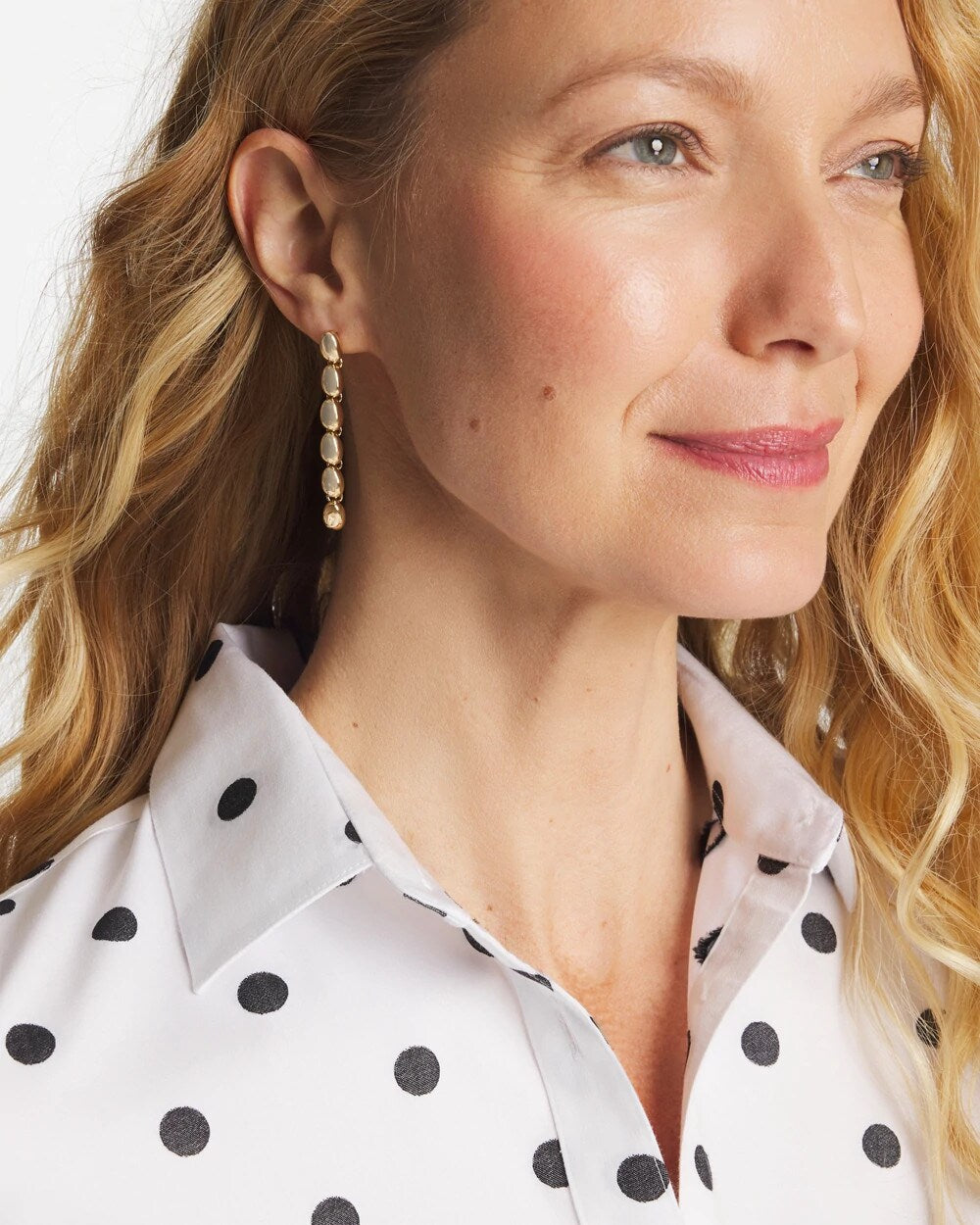 Chico's Gold Linear Bead Earrings