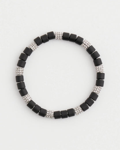 Chico's Black Barrel Bead Stretch Bracelet