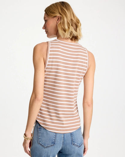 Chico's Striped High Neck Rib Tank