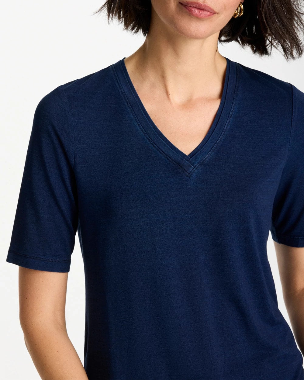 Chico's Cotton Slub V-Neck Tee