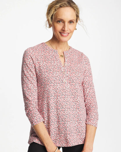 Chico's Cotton-Slub Splitneck Henley Tee
