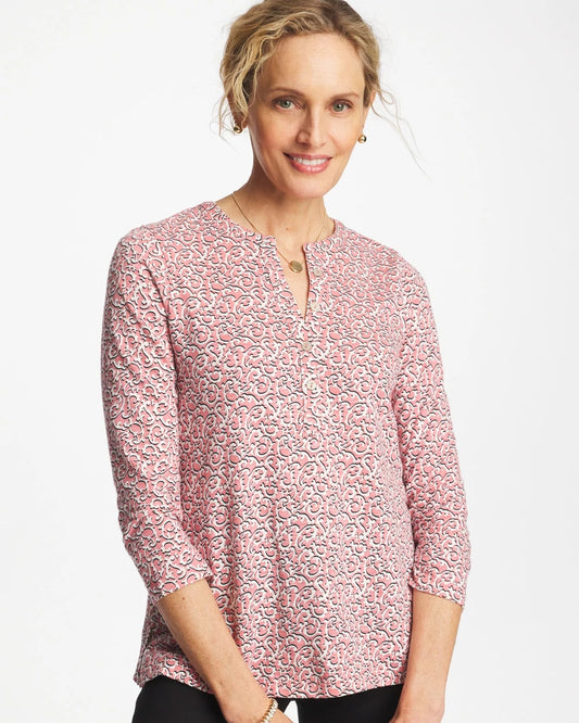 Chico's Cotton-Slub Splitneck Henley Tee