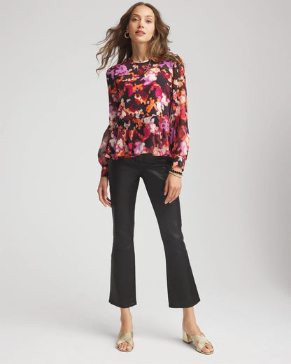 Chico's Printed Chiffon Peplum Top