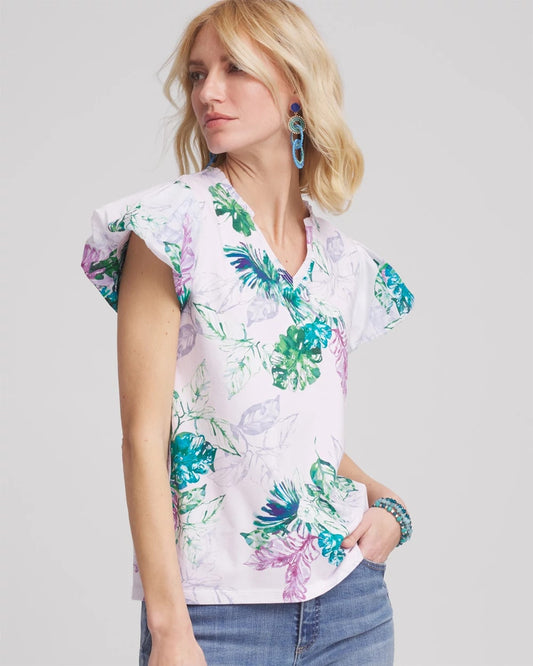 Chico's Notch Neck Cap Sleeve Tee