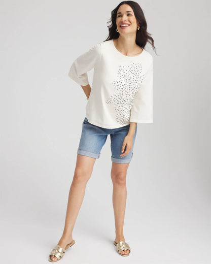 Chico's Soutache Embroidered Wildflower Top