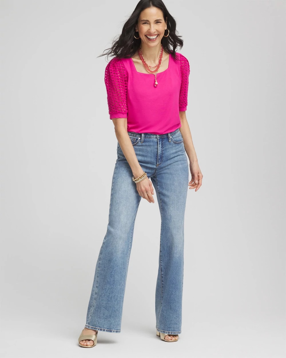 Chico's Touch of Cool™ Crochet Lace Square-Neck Tee