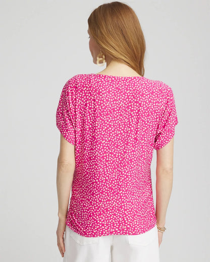 Chico's Touch of Cool™ Cheetah Ruched Banded Hem Top
