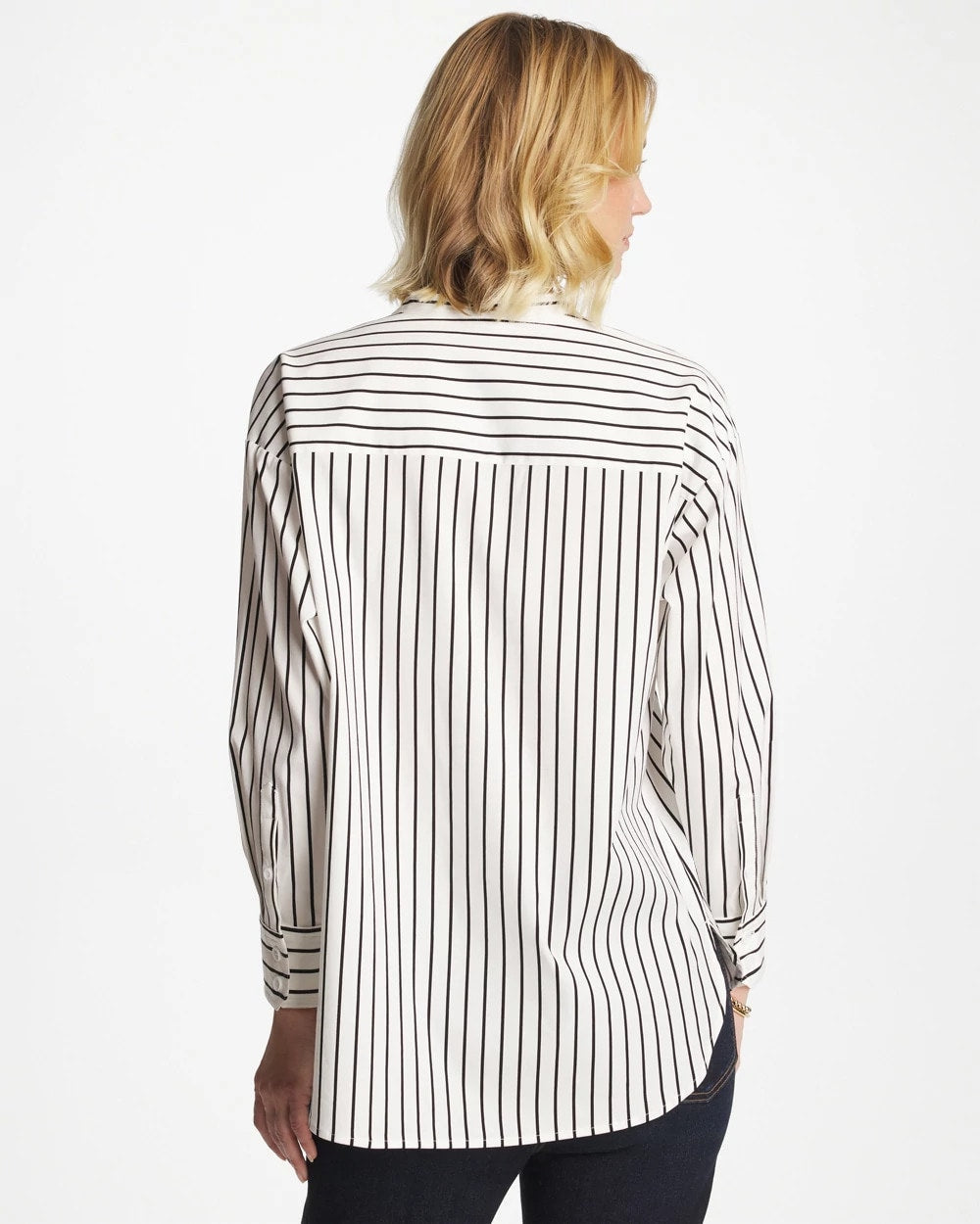 Chico's Striped Poplin Applique Tunic