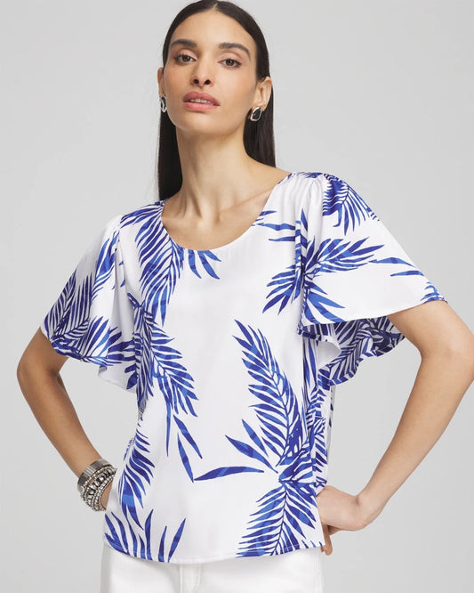 Chico's Flutter Sleeve Satin Top