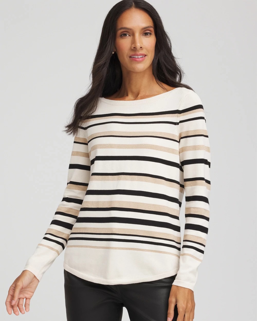 Chico's Ella Stripe Boatneck Sweater