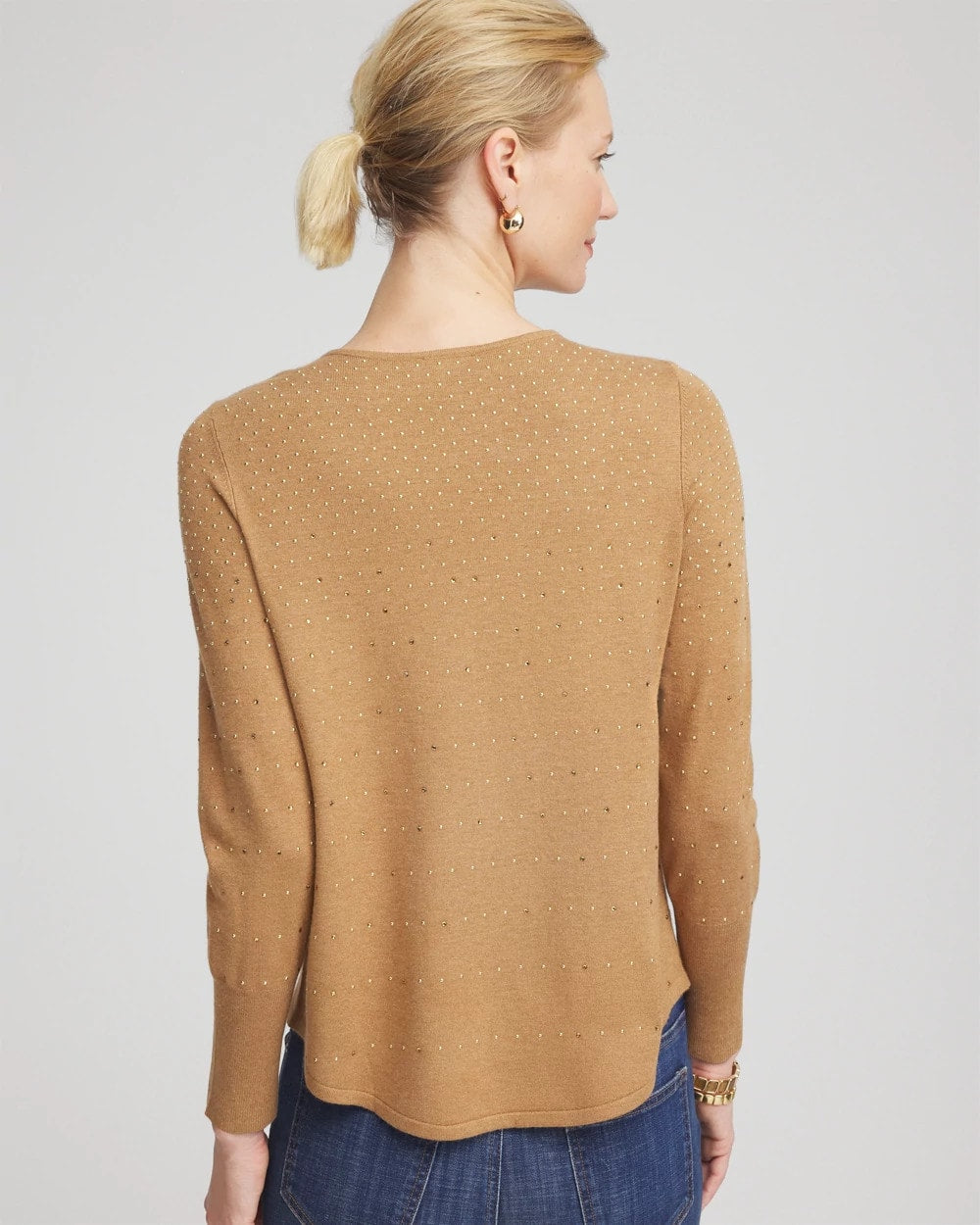 Chico's Ella V-Neck Embellished Pullover Sweater