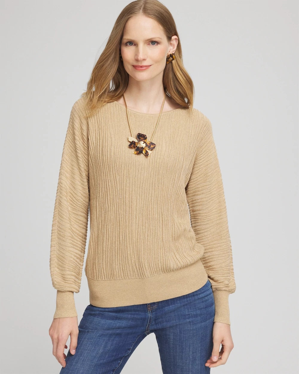 Chico's Textured Zebra Print Dolman Sleeve Sweater
