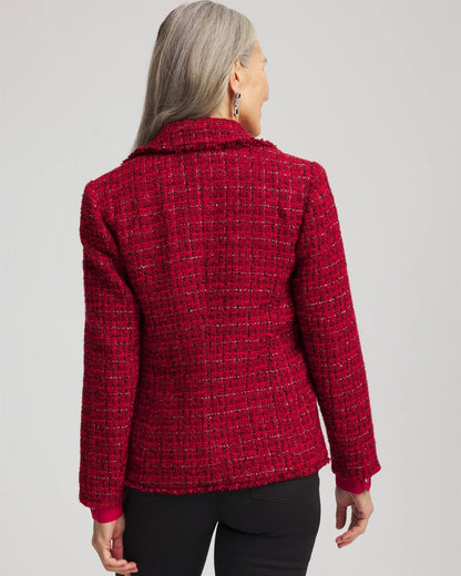 Chico's Red Tweed Sequins Blazer