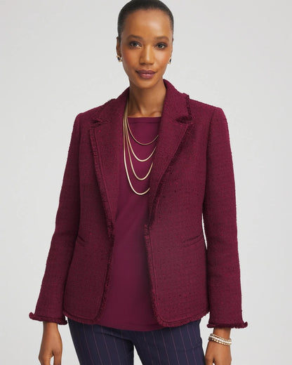 Chico's Tweed Fringe Blazer