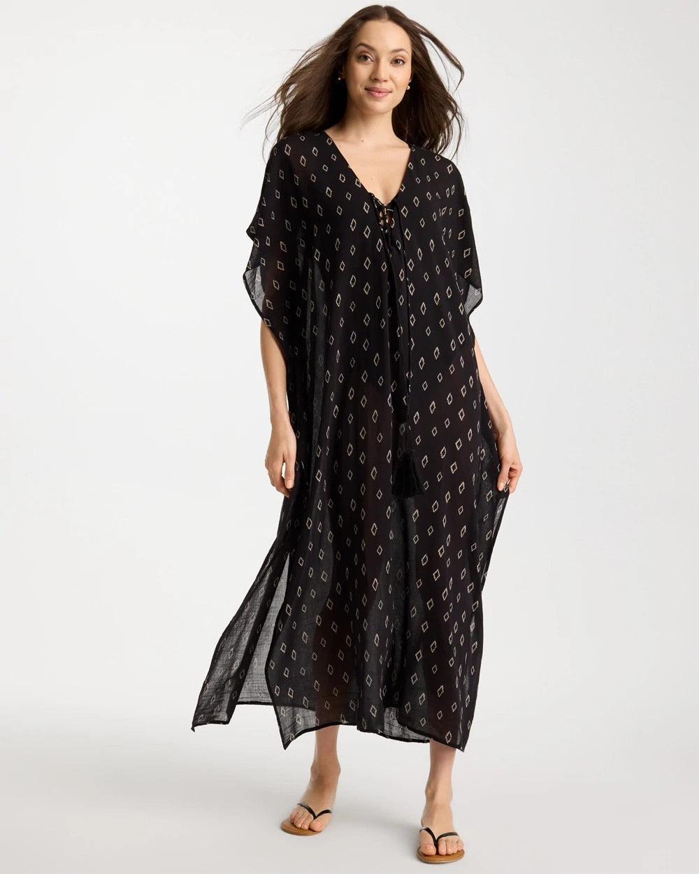 Chico's Printed Kaftan Swim Cover-Up