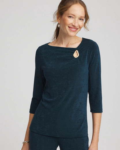 Chico's Travelers™ Asymmetrical 3/4 Sleeve Top