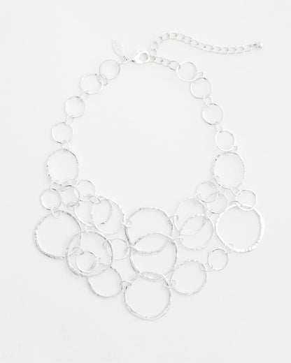 Chico's Short Silvertone Multi-Strand Link Necklace