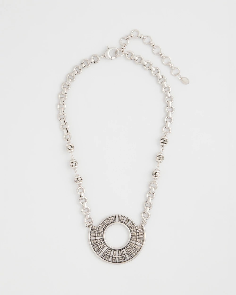 Chico's Sparkling Silvertone Circle Pendant Necklace