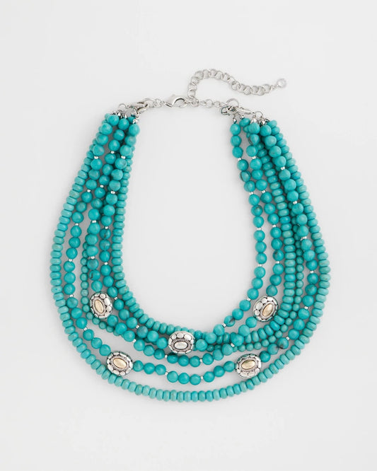 Chico's Turquoise Multistrand Bib Necklace