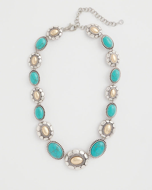 Chico's Turquoise Mixed Metal Collar Necklace