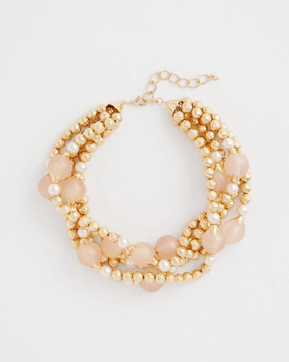 Chico's Gold Pink Chunky Beaded Necklace