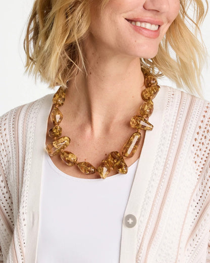 Chico's Gold Foil Long Single Strand Necklace