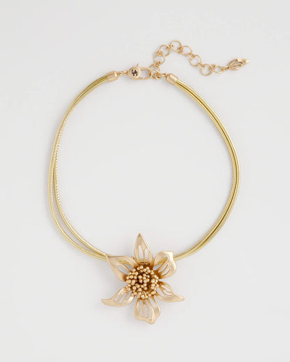 Chico's Gold Flower Pendant Necklace