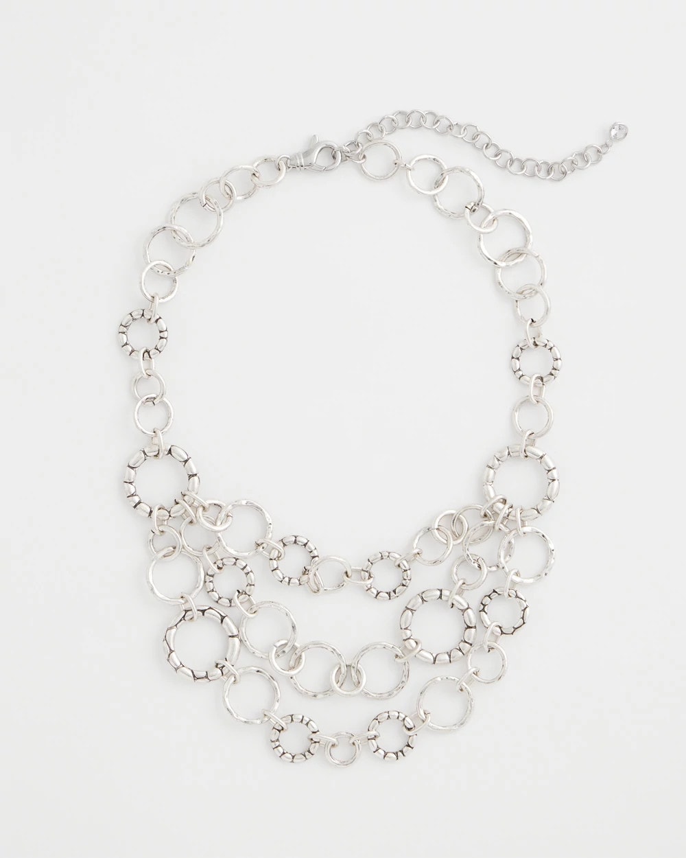 Chico's Silver Multistrand Bib Necklace
