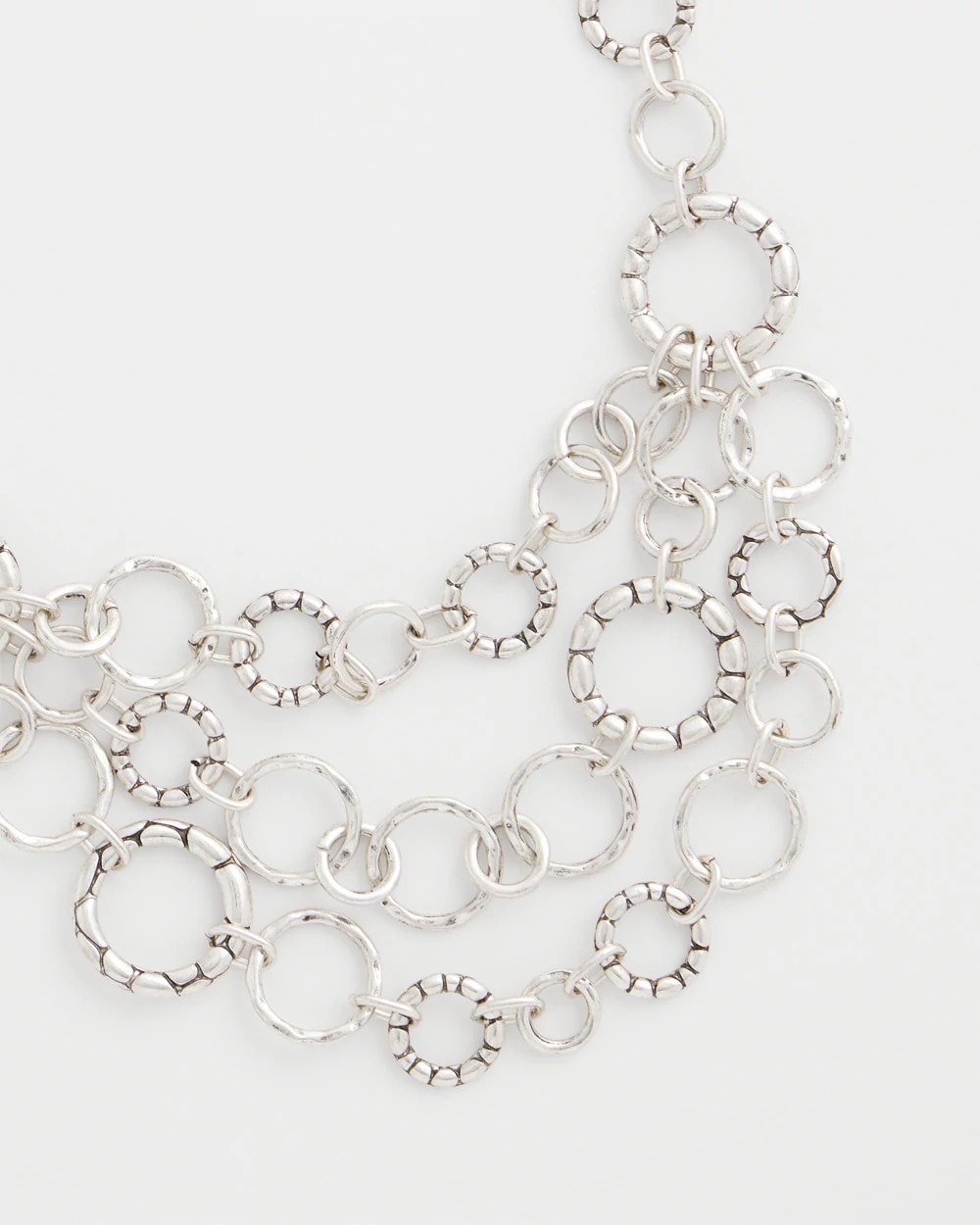 Chico's Silver Multistrand Bib Necklace