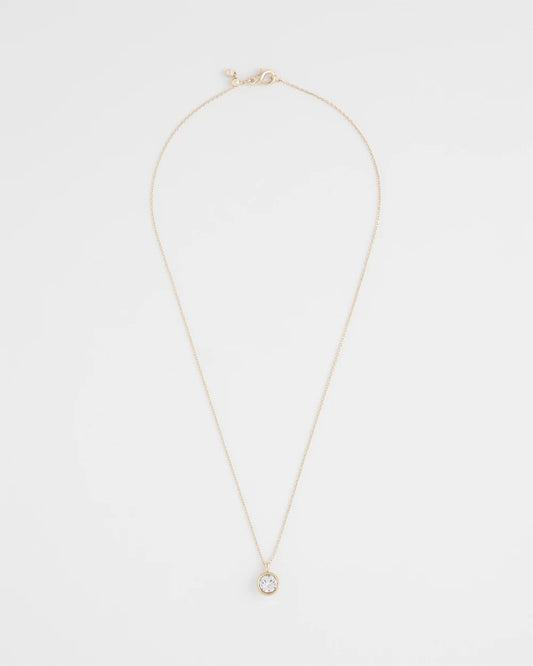 Chico's Bezel Set Pendant Goldtone Necklace