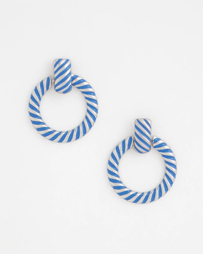 Chico's Blue Twist Drop Hoop Earrings