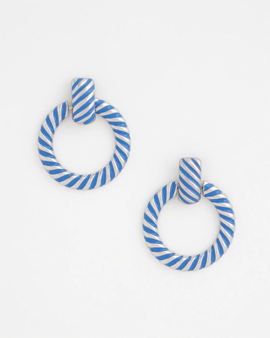 Chico's Blue Twist Drop Hoop Earrings