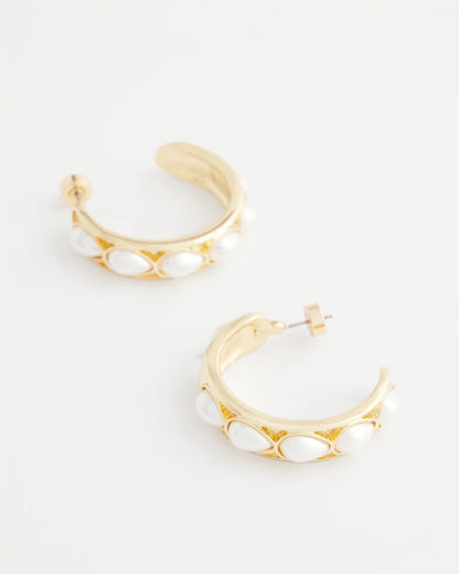 Chico's No Droop® Faux Pearl Hoop Earrings