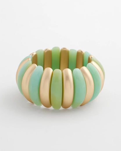 Chico's Aqua and Gold Stretch Bracelet